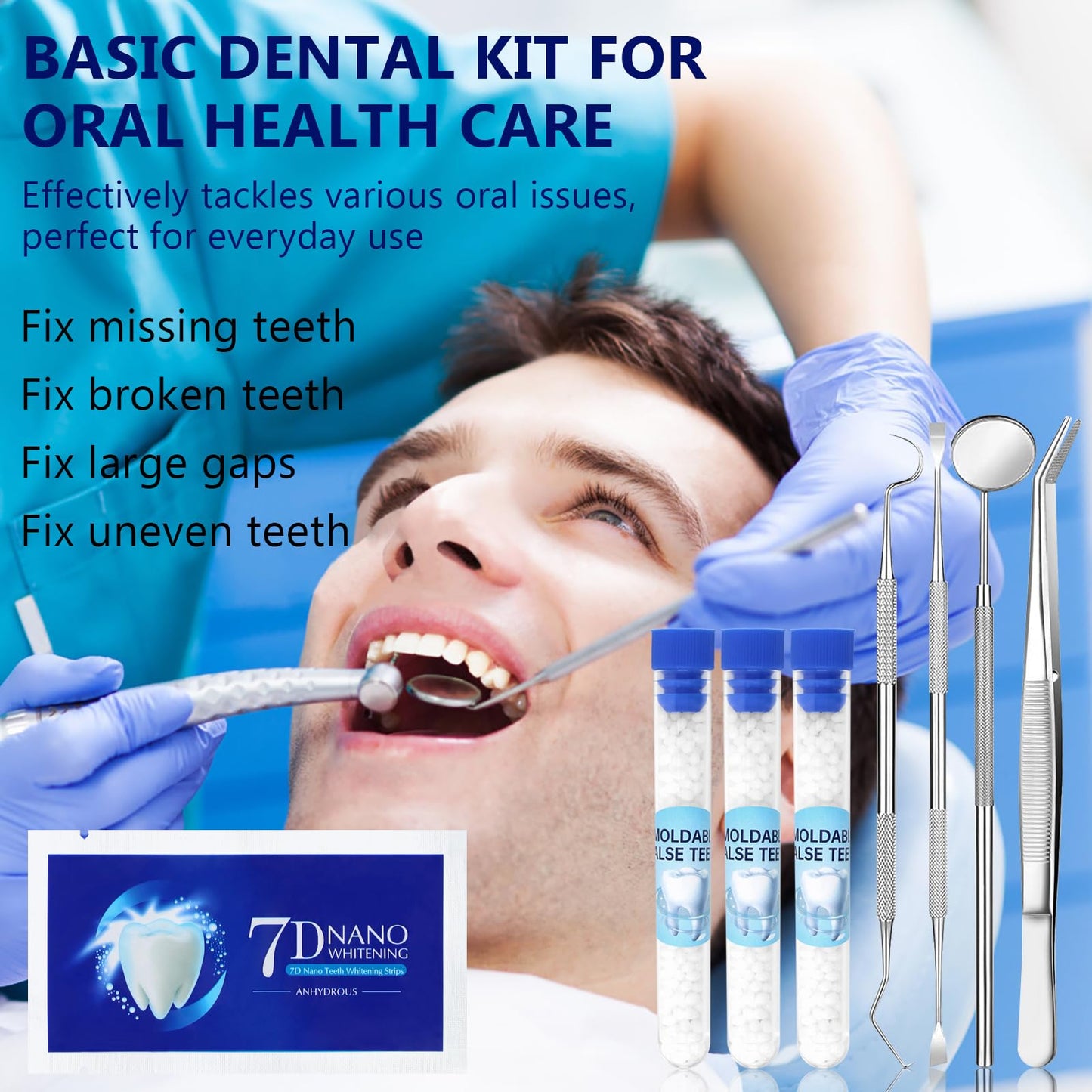 Tooth Repair Kit – Moldable False Teeth | DIY Temporary Fill, Safe & Non-Toxic