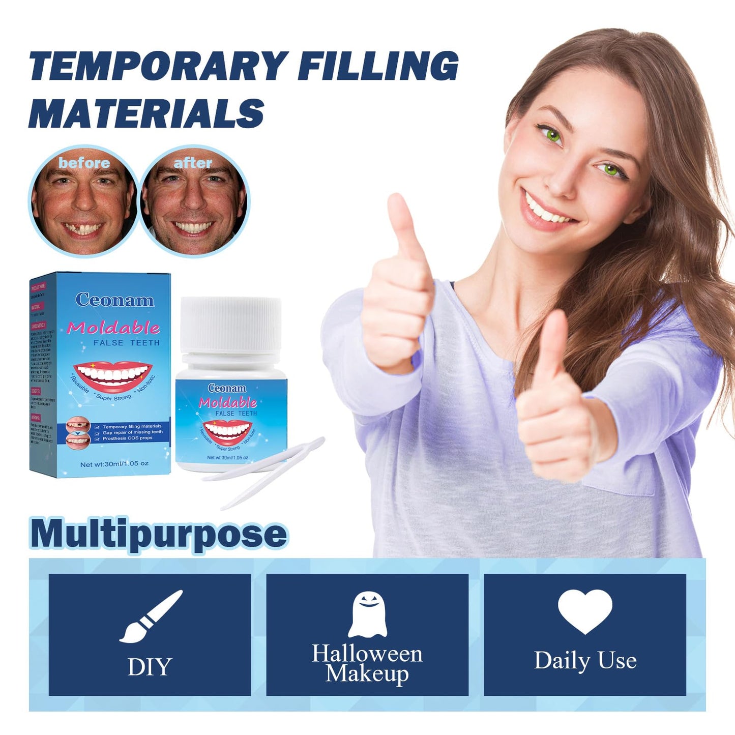 30 ml Tooth Repair Kit | Moldable Thermal Beads for Temporary Teeth Replacement