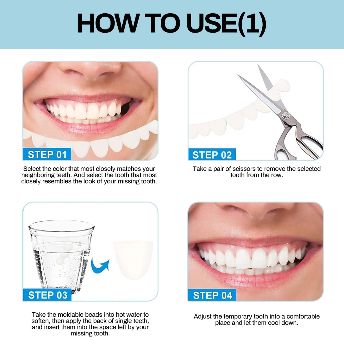 Tooth Repair Kit - Temporary Natural Shade Moldable Beads for DIY Tooth Replacement (6PCS)