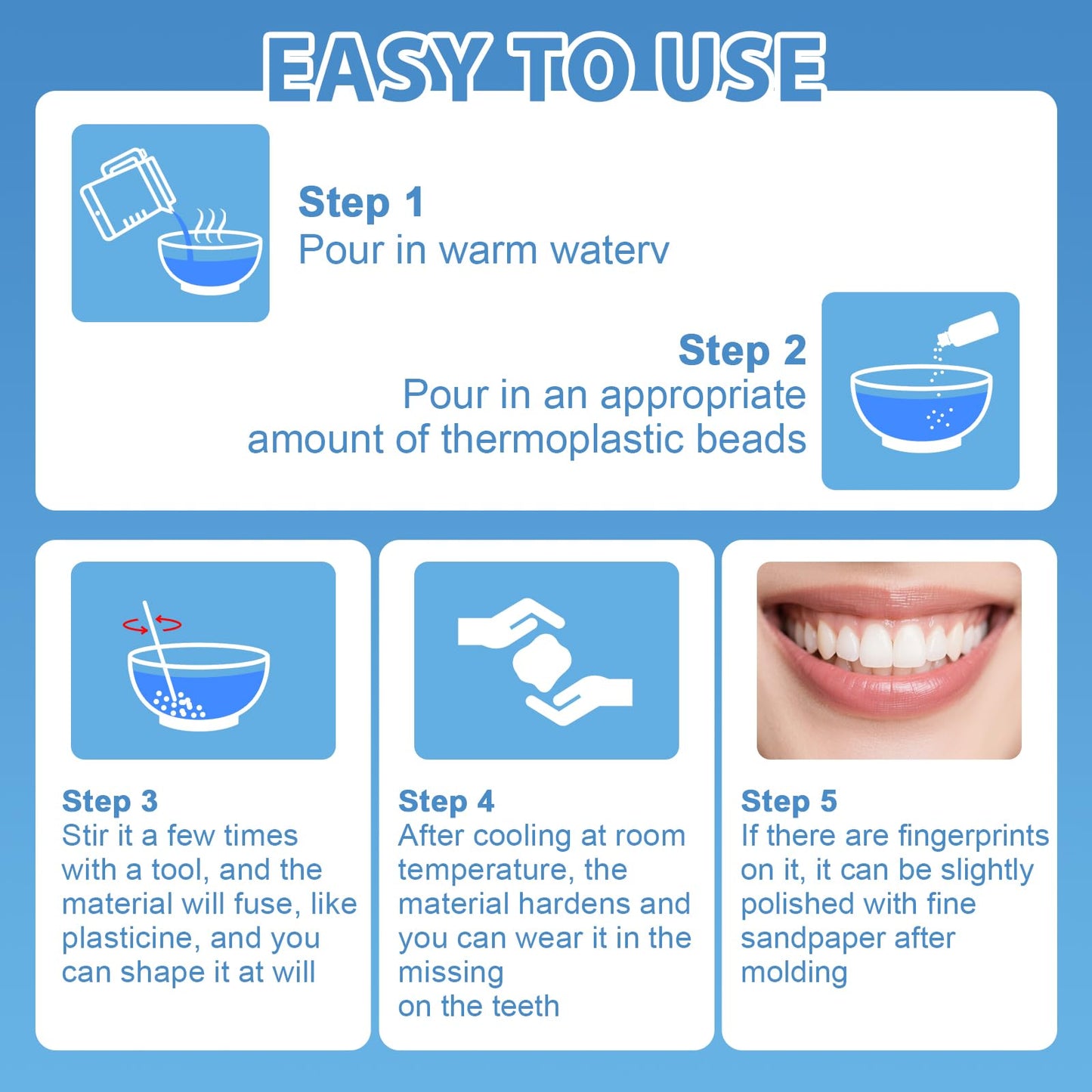 Tooth Repair Kit | Moldable False Teeth Beads for Temporary Dental Restoration | DIY Denture Kit (1 PCS)