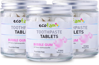 Toothpaste Tablets – Bubblegum | Nano Hydroxyapatite Chewable | Fluoride Free | 90 Tabs
