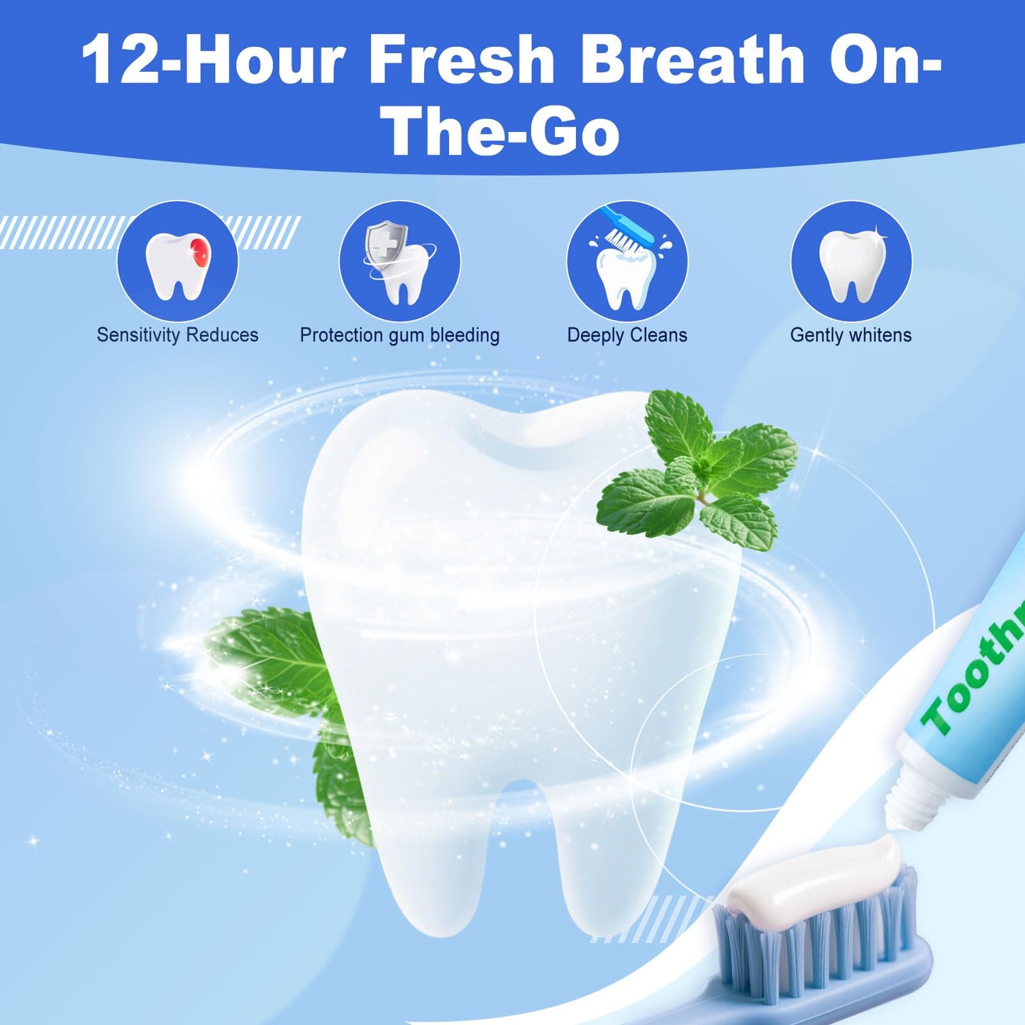 0.28oz Small Toothpaste Travel Size Bulk – 60 Pack, Mint, TSA Compliant