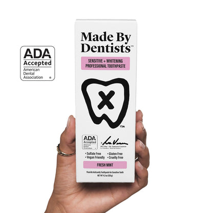 Made by Dentists Sensitive + Whitening Toothpaste – ADA Approved, Vegan, Sulfate-Free, 2 x 4.2oz