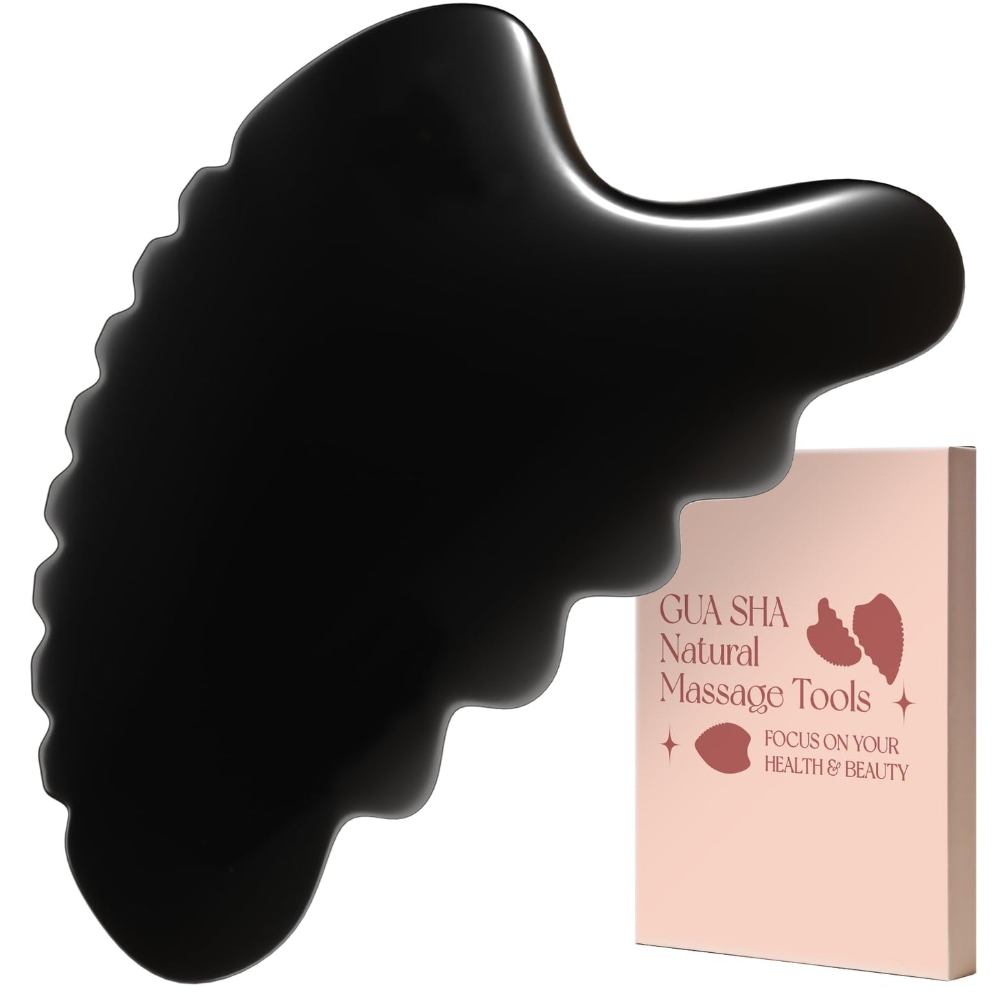 tophld Gua Sha Facial Tools – Natural Bian Stone Jade Massage Set (Wave-Edge)