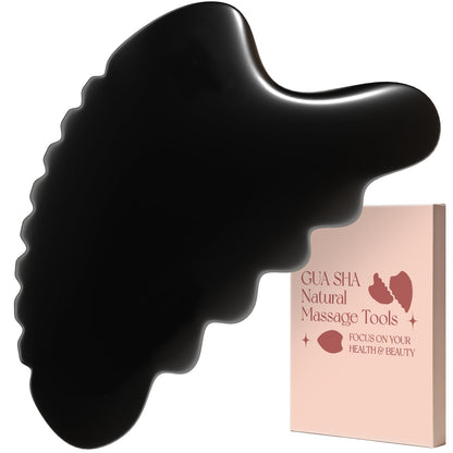 tophld Gua Sha Facial Tools – Natural Bian Stone Jade Massage Set (Wave-Edge)