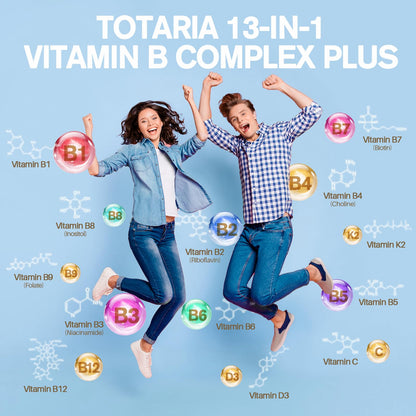 Totaria 13-in-1 Vitamin B Complex Plus – 2 Bottles (240 Caps) | Energy, Nerve & Immune Support