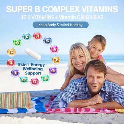 Totaria 13-in-1 Vitamin B Complex Plus – 2 Bottles (240 Caps) | Energy, Nerve & Immune Support