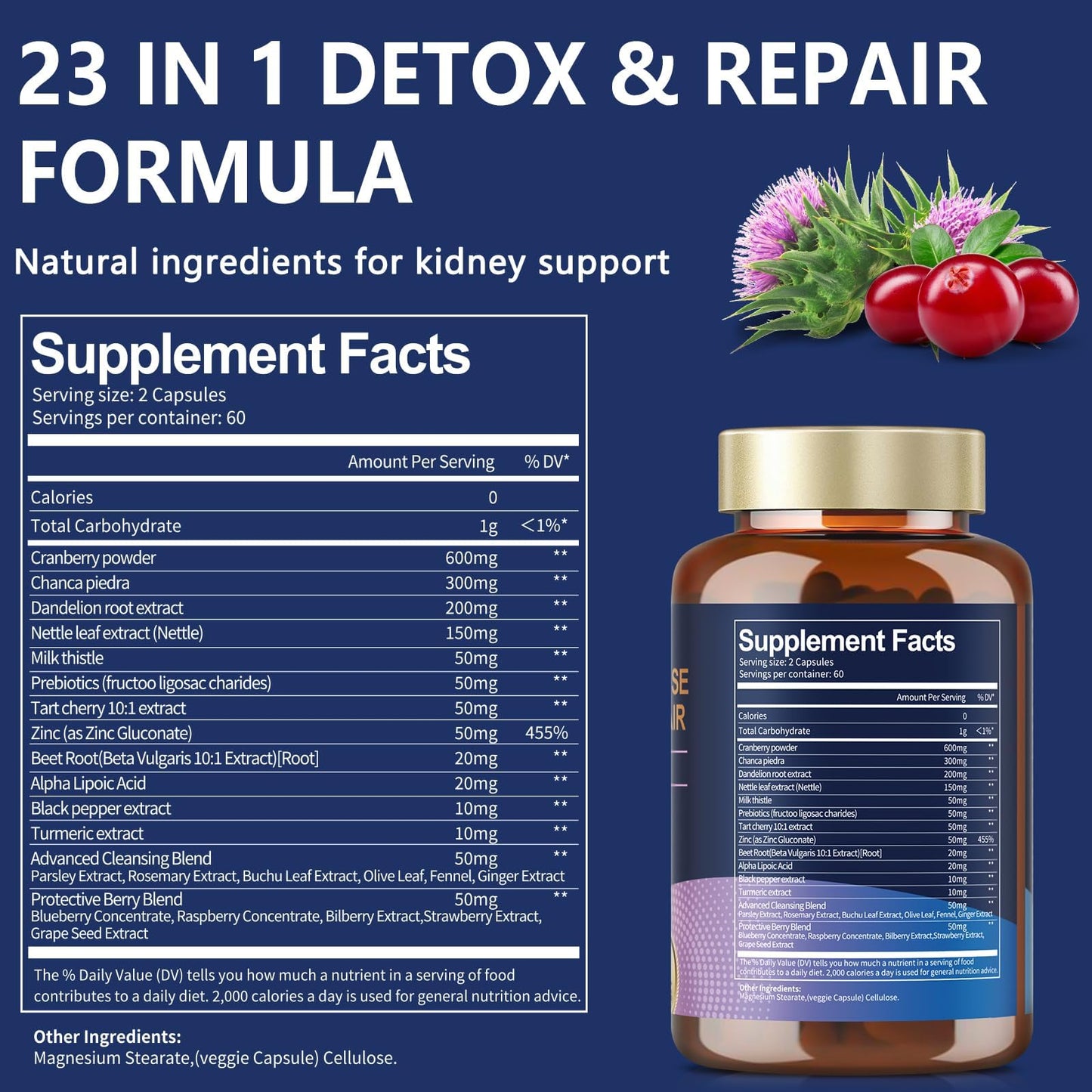 Totaria Kidney & Liver Cleanse Detox Capsules with Cranberry & Chanca Piedra | Urinary & Liver Support