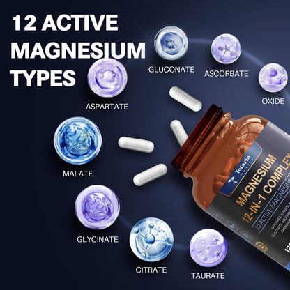 Totaria Magnesium Complex 700mg — 12 Chelates, Vegan 2-Pack (120 capsules)