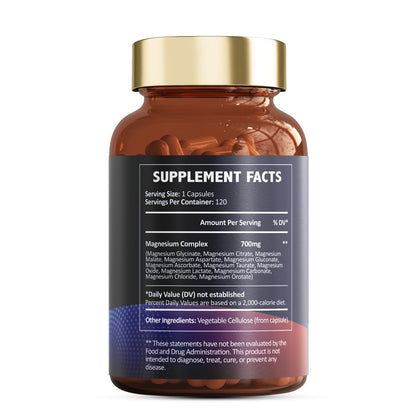 Totaria Magnesium Complex 700mg — 12 Chelates, Vegan 2-Pack (120 capsules)