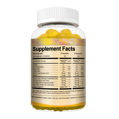 Totaria Probiotic Fiber Gummies – Pineapple Flavor, 60 Gummies per Bottle, 2 Bottles