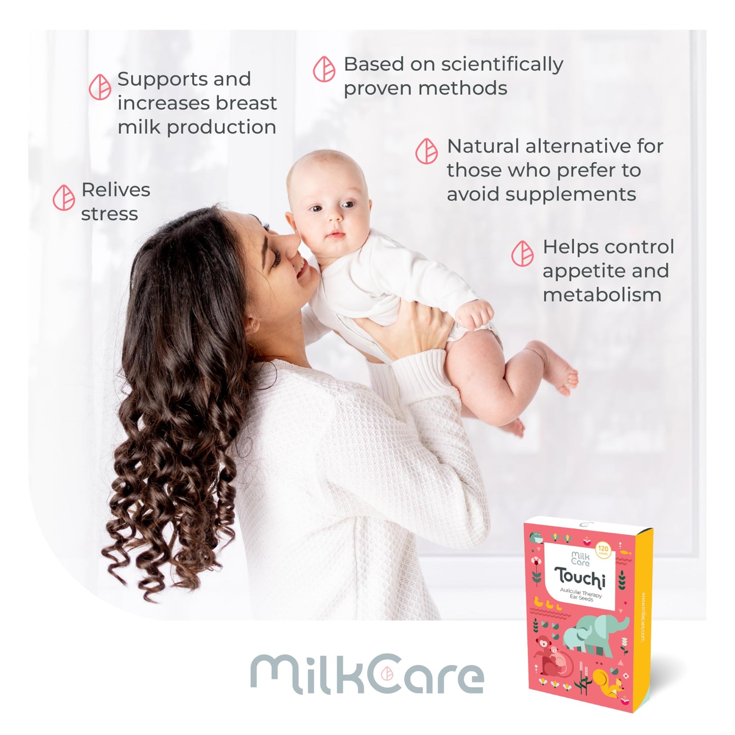 Touchi by MilkCare - Auricular Therapy Ear Seeds for Lactation Support, 120 Stickers, Presses Accupuncture Points On Your Ear to Increase Milk Supply