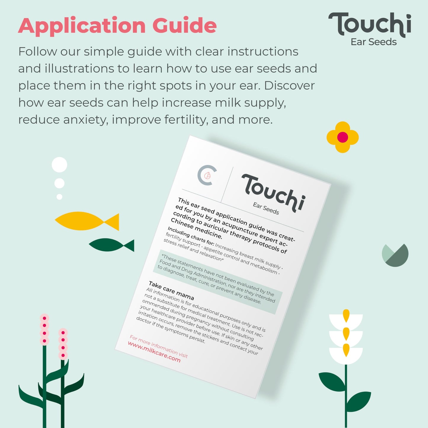 Touchi by MilkCare - Auricular Therapy Ear Seeds for Lactation Support, 120 Stickers, Presses Accupuncture Points On Your Ear to Increase Milk Supply