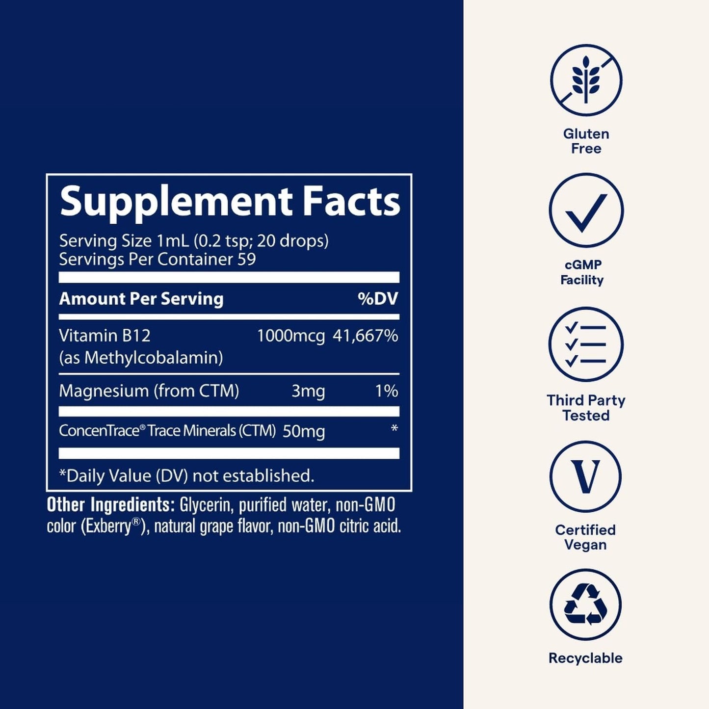Trace Minerals Liquid Ionic B12 1000 mcg | Pack of 2 (2 fl oz each) | Full Spectrum Ionic Minerals