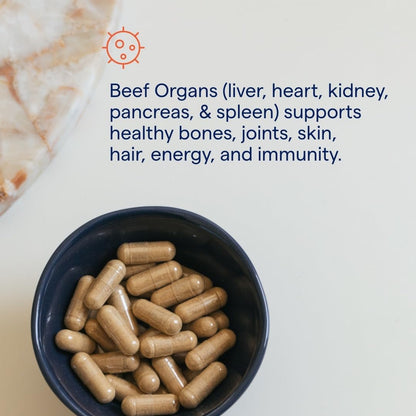 Trace Minerals Beef Organs — Daily Beef Organ Supplement for Immune Support, Heart Health, Energy & Hair | Keto & Paleo Friendly | 180 Count