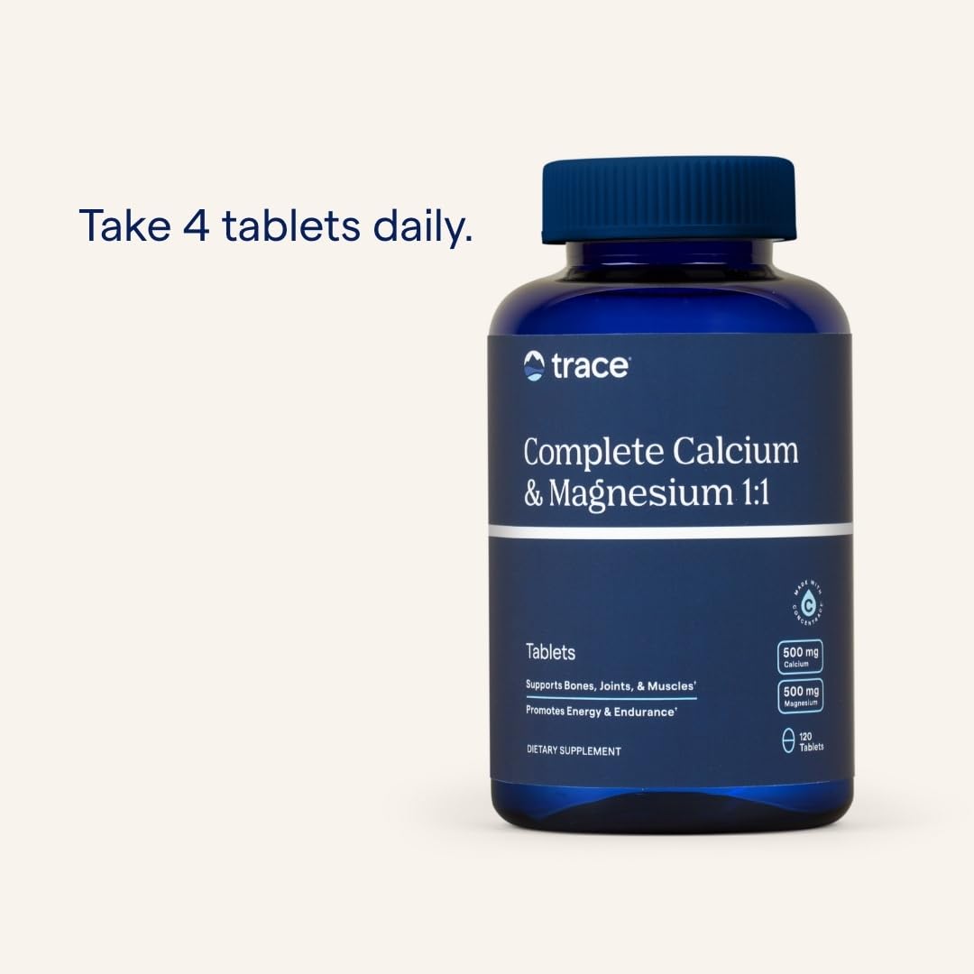 Trace Minerals Complete Calcium & Magnesium 1:1 – 120 Tablets for Bone Health