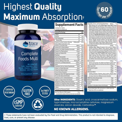 Trace Minerals Complete Foods Multi – Daily Multivitamin with Ionic Trace Minerals (240 Tabs)