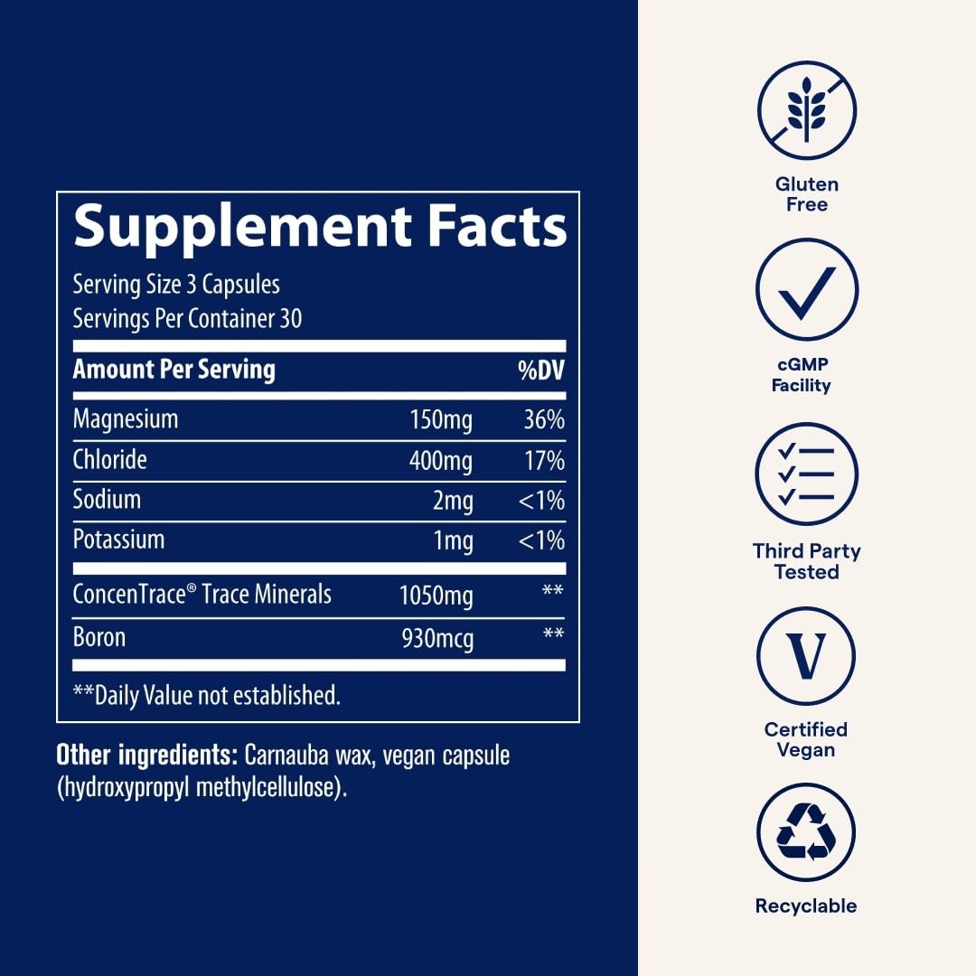 Trace Minerals ConcenTrace Trace Mineral Capsules – 90 Count (30 Servings) – Gluten-Free & Vegan