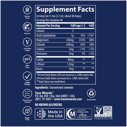 Trace Minerals ConcenTrace Drops | 70+ Ionic Minerals for Energy, Digestion & Hydration