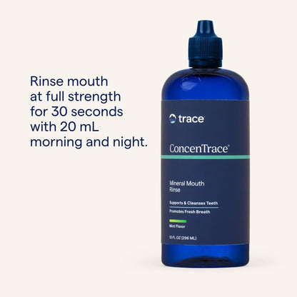 Trace Minerals ConcenTrace Mouth Rinse – Alcohol-Free Mint Mouthwash for Gum Health | Peppermint Essential Oil | Gluten-Free & Vegan | 10 fl oz