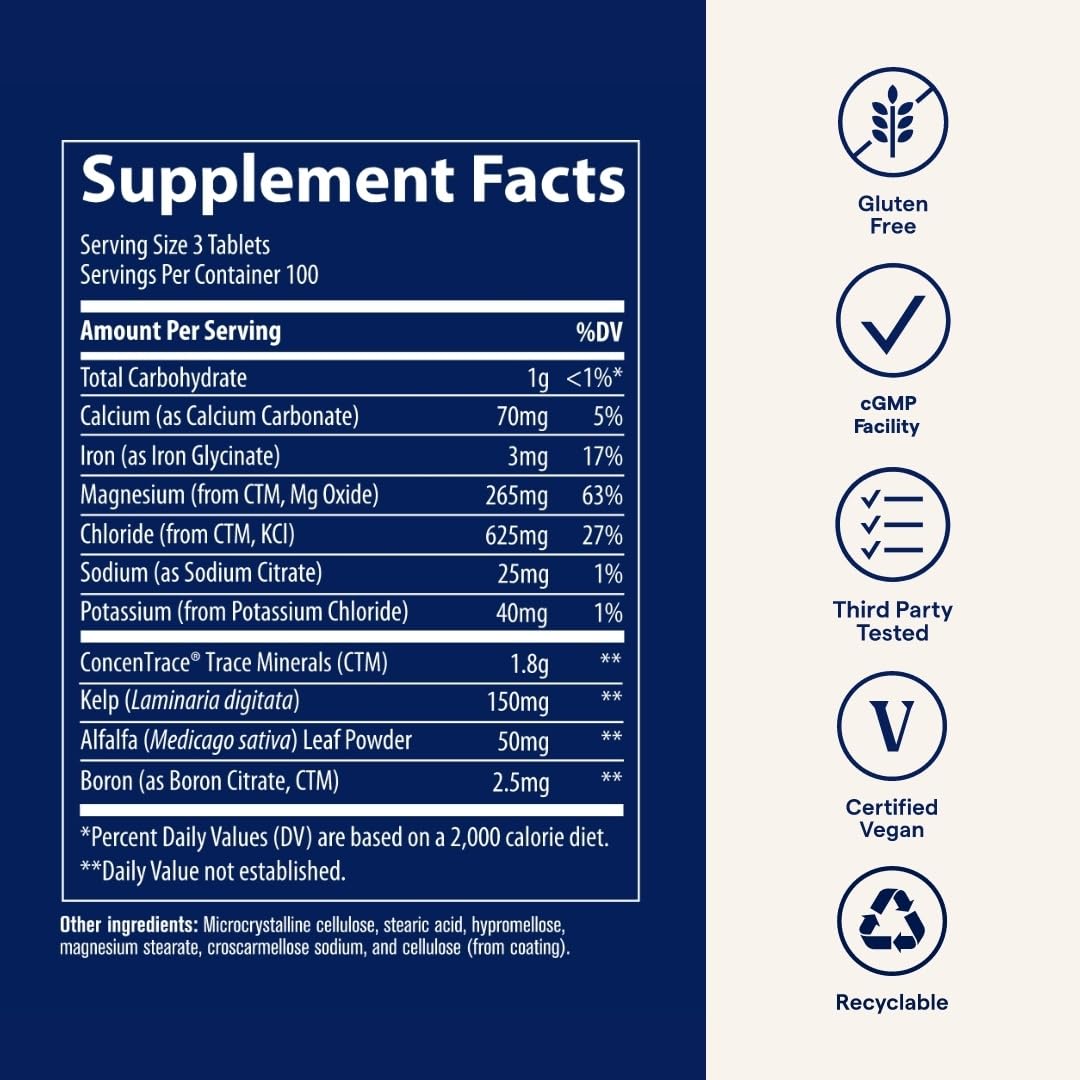 Trace Minerals ConcenTrace Tablets – Daily Mineral Supplement for Energy, Bone Support & Immunity (300 Count)