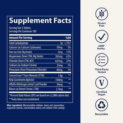 Trace Minerals ConcenTrace Tablets – Daily Mineral Supplement for Energy, Bone Support & Immunity (300 Count)