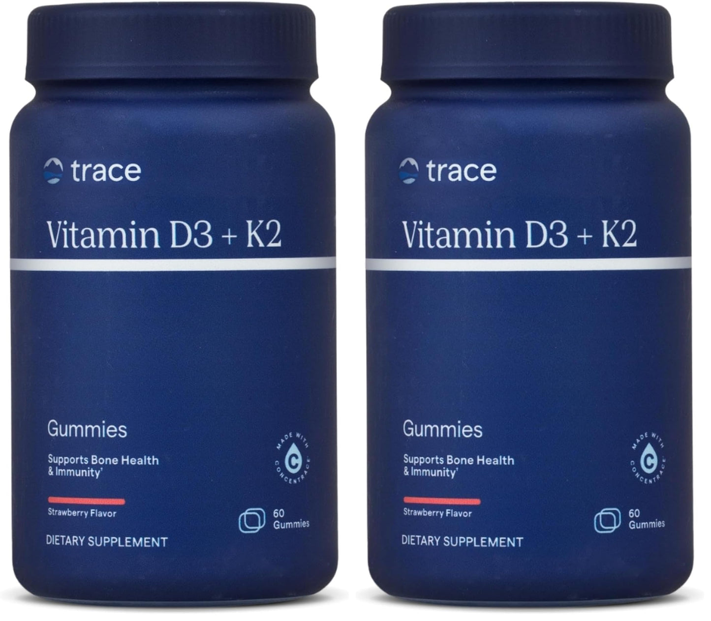 Trace Minerals Vitamin D3 + K2 Gummies | 5,000 IU D3 + 50 mcg K2 | Vegan, Sugar Free, Gluten Free | 60 Servings (Pack of 2)