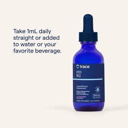 Trace Minerals Liquid Ionic B12 1000 mcg | Pack of 2 (2 fl oz each) | Full Spectrum Ionic Minerals