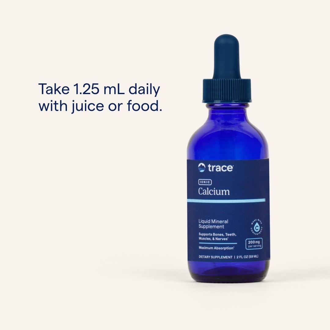 Trace Minerals Ionic Calcium - Liquid Calcium for Strong Bones, Nerves & Teeth | Vegan & Gluten-Free | 2 fl oz