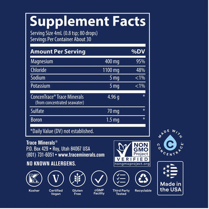 Trace Minerals Ionic Magnesium – Liquid Magnesium for Energy, Nerve & Muscle Support | Full-Spectrum Minerals | 4 fl oz (2 Pack)