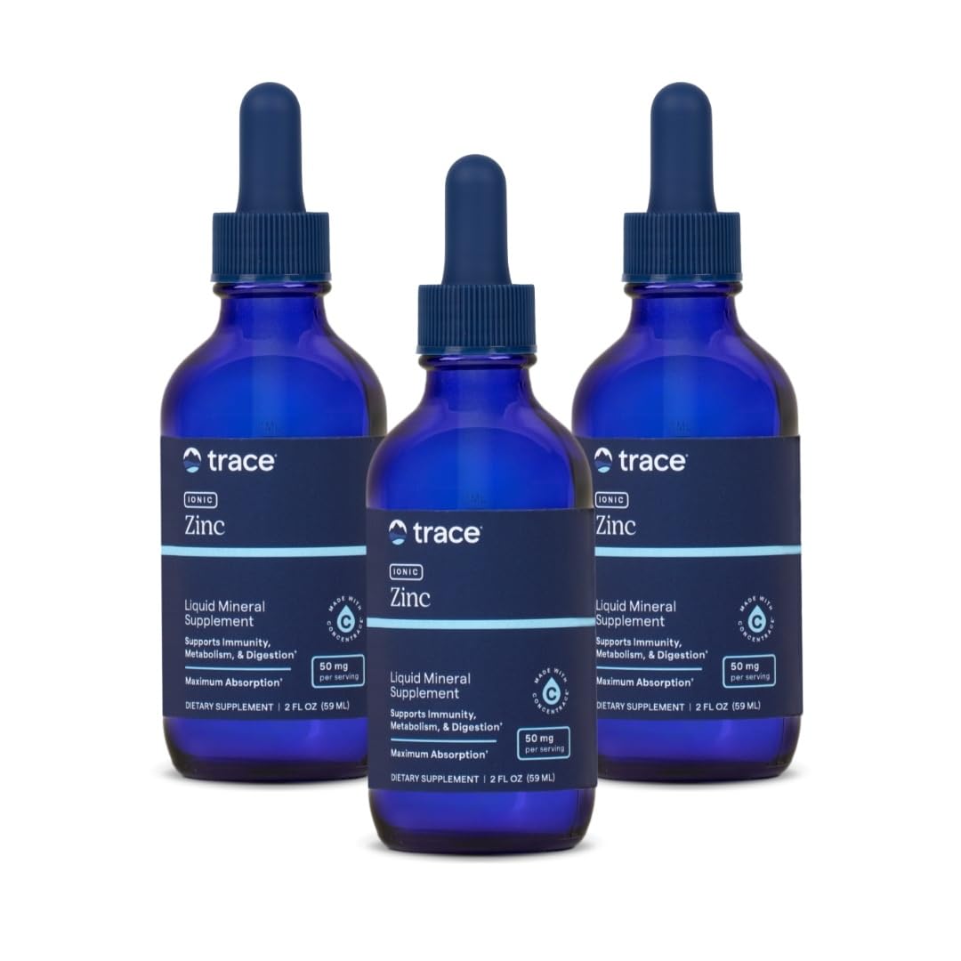 Trace Minerals Ionic Zinc Drops – Highly Absorbable Zinc for Immune, Digestive & Skin Support | 3 Pack (2 oz each)
