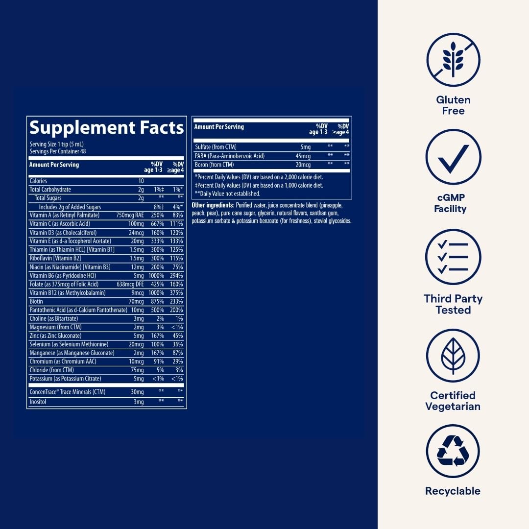 Trace Minerals Children's Multivitamin - Immune Support, Gluten-Free Citrus Punch (8 fl oz, 48 Servings)