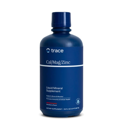 Trace Minerals Cal/Mag/Zinc - Liquid Mineral Supplement for Bone, Muscle & Cellular Health | Gluten-Free | 30 Fl Oz (32 Servings) - Natural Strawberry