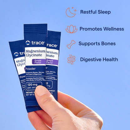 Trace Minerals Magnesium Glycinate – Bedtime Sleep Support (120 mg) – Grape, 30 Servings