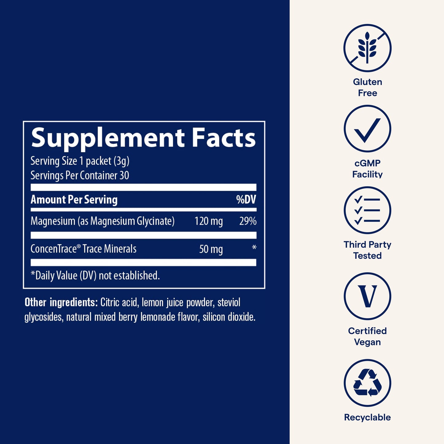 Trace Minerals Magnesium Glycinate – Bedtime Sleep Support (120 mg) – Grape, 30 Servings