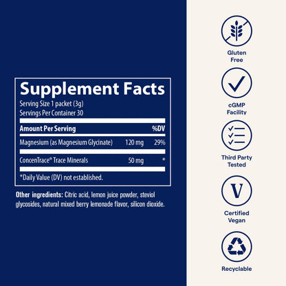 Trace Minerals Magnesium Glycinate – Bedtime Sleep Support (120 mg) – Grape, 30 Servings