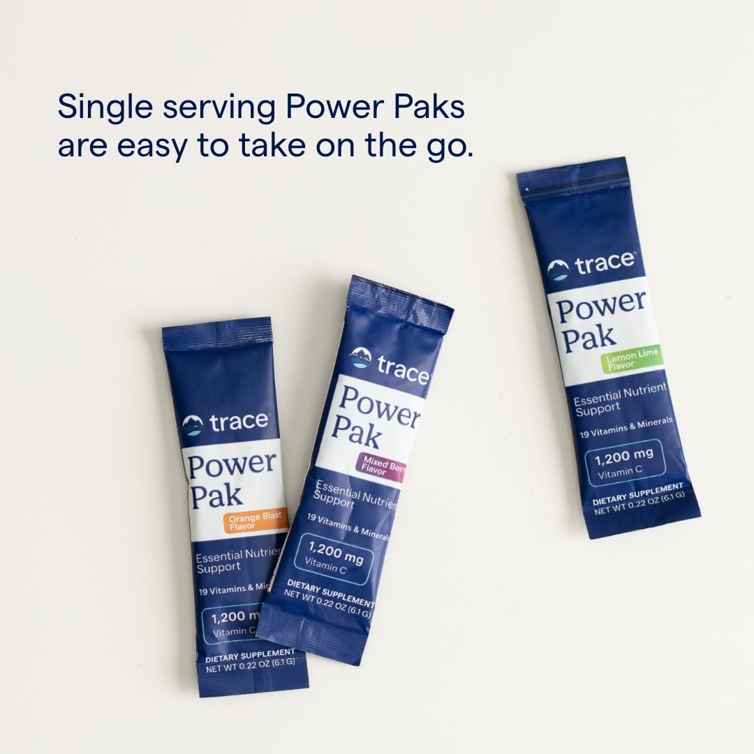 Trace Minerals Power Pak Multivitamin & Electrolyte Packets | 70+ Minerals, 1200 mg Vitamin C | 90 Packets