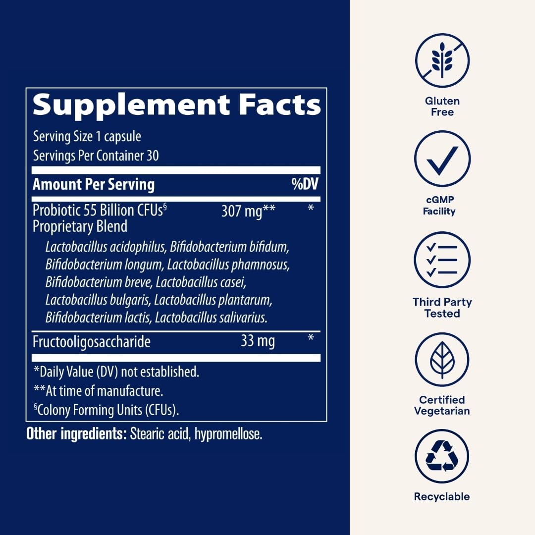 Trace Minerals Probiotic 55 Billion – High-Potency, Delayed-Release, Gluten-Free (30 Servings)