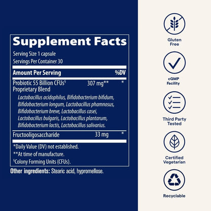 Trace Minerals Probiotic 55 Billion – High-Potency, Delayed-Release, Gluten-Free (30 Servings)