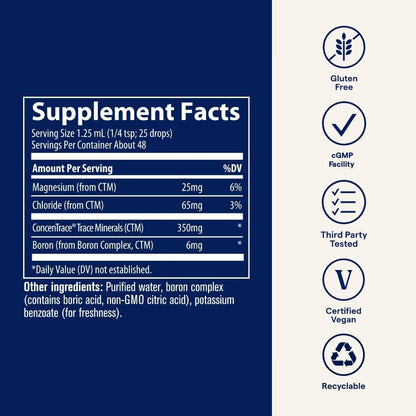 Trace Minerals Ionic Boron – Liquid Boron Supplement for Daily Health Support | Vegan & Gluten-Free | 2 fl oz (144 Servings, 3 Pack)