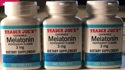 Trader Joe's 3-Pack Chewable Melatonin Peppermint Flavor 3mg | 100 Tablets