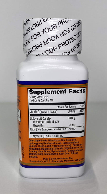 Trader Joe's Vitamin C Complex - 100 Tablets (500 mg per Tablet) with Lemon Bioflavonoids