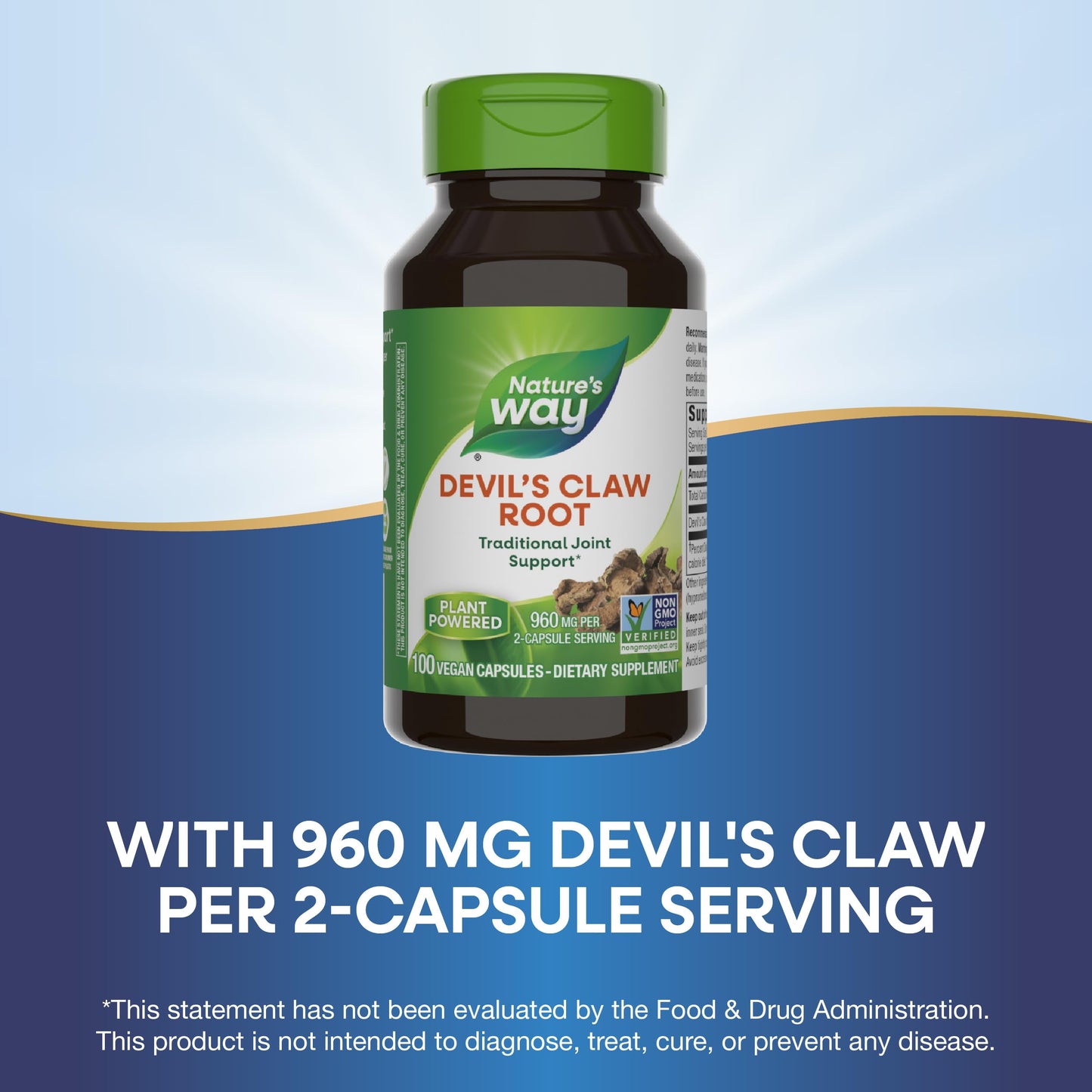 Nature's Way Devil's Claw Root - Traditional Joint Support, 960 mg/2-Capsule, Gluten Free, Vegan, Non-GMO - 100 Capsules