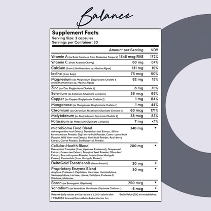 Tranont Balance 90 Count – Multi-Mineral & Vitamin Capsules for Adults | Immune Support, Energy & Digestion | Gluten Free & Vegetarian