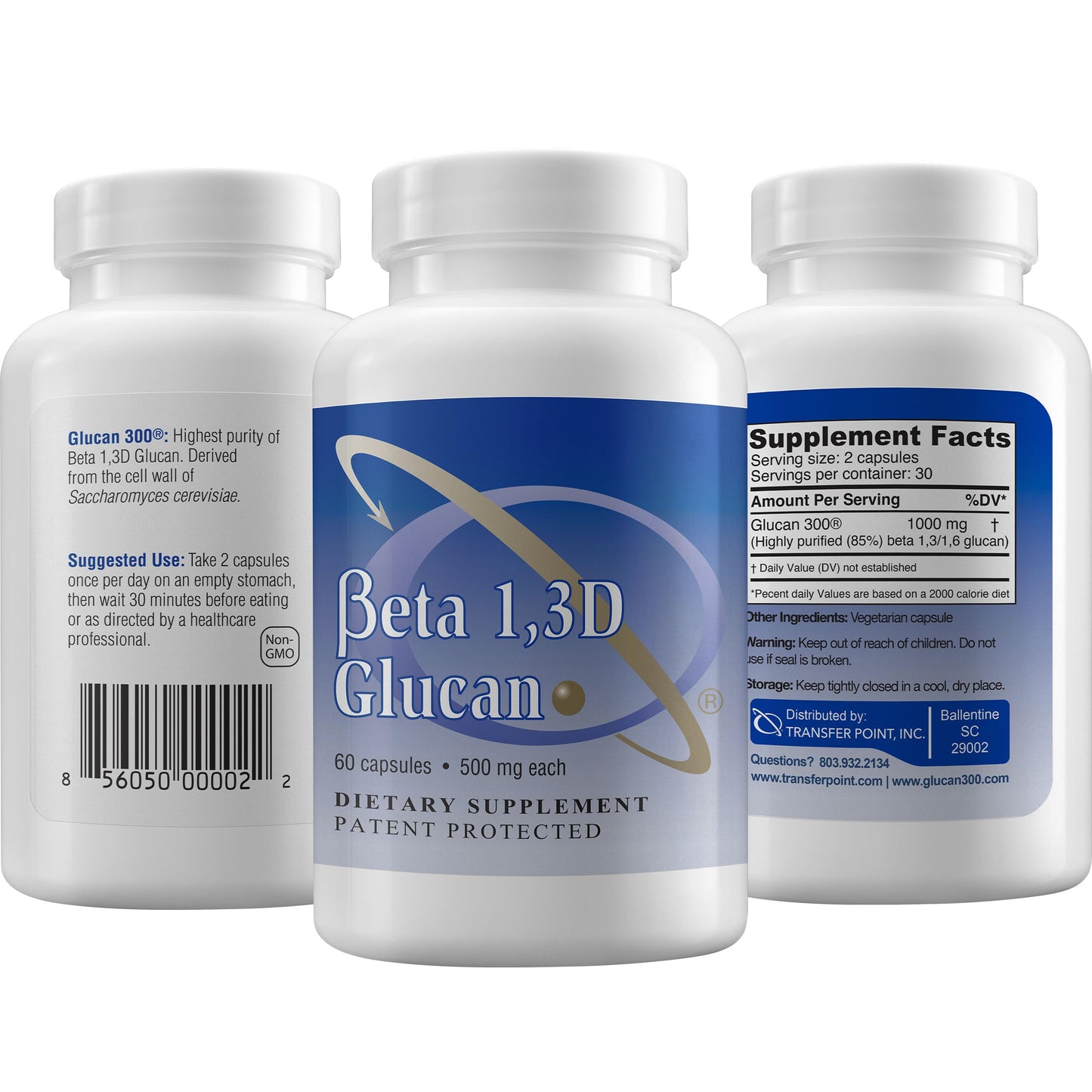 Transfer Point Immune Support Supplement — Highly Purified Beta Glucan 500 mg Capsule (Non-GMO, Vegan)