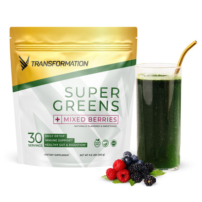 Transformation Super Greens – Immune & Energy Support Green Juice Powder with Spirulina & Chlorella