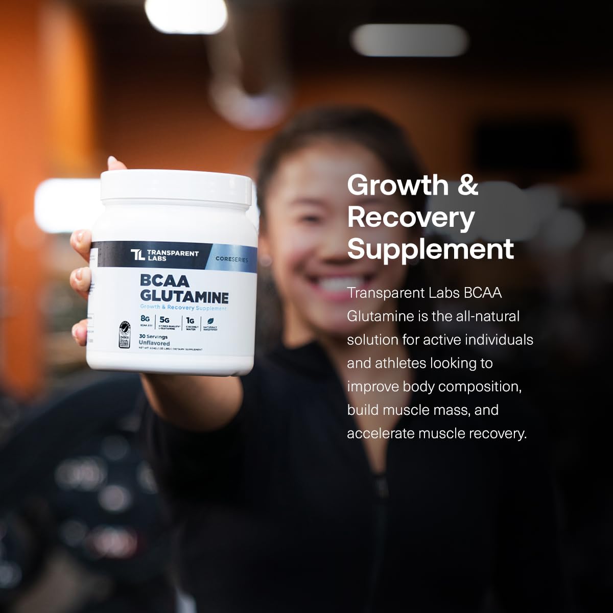 Transparent Labs BCAA Glutamine - 8,000 mg BCAAs + 5,000 mg L-Glutamine for Post-Workout Recovery, Endurance & Muscle Support - 30 Servings, Strawberry Lemonade