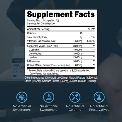 Transparent Labs BCAA Glutamine - 8,000 mg BCAAs + 5,000 mg L-Glutamine for Post-Workout Recovery, Endurance & Muscle Support - 30 Servings, Strawberry Lemonade