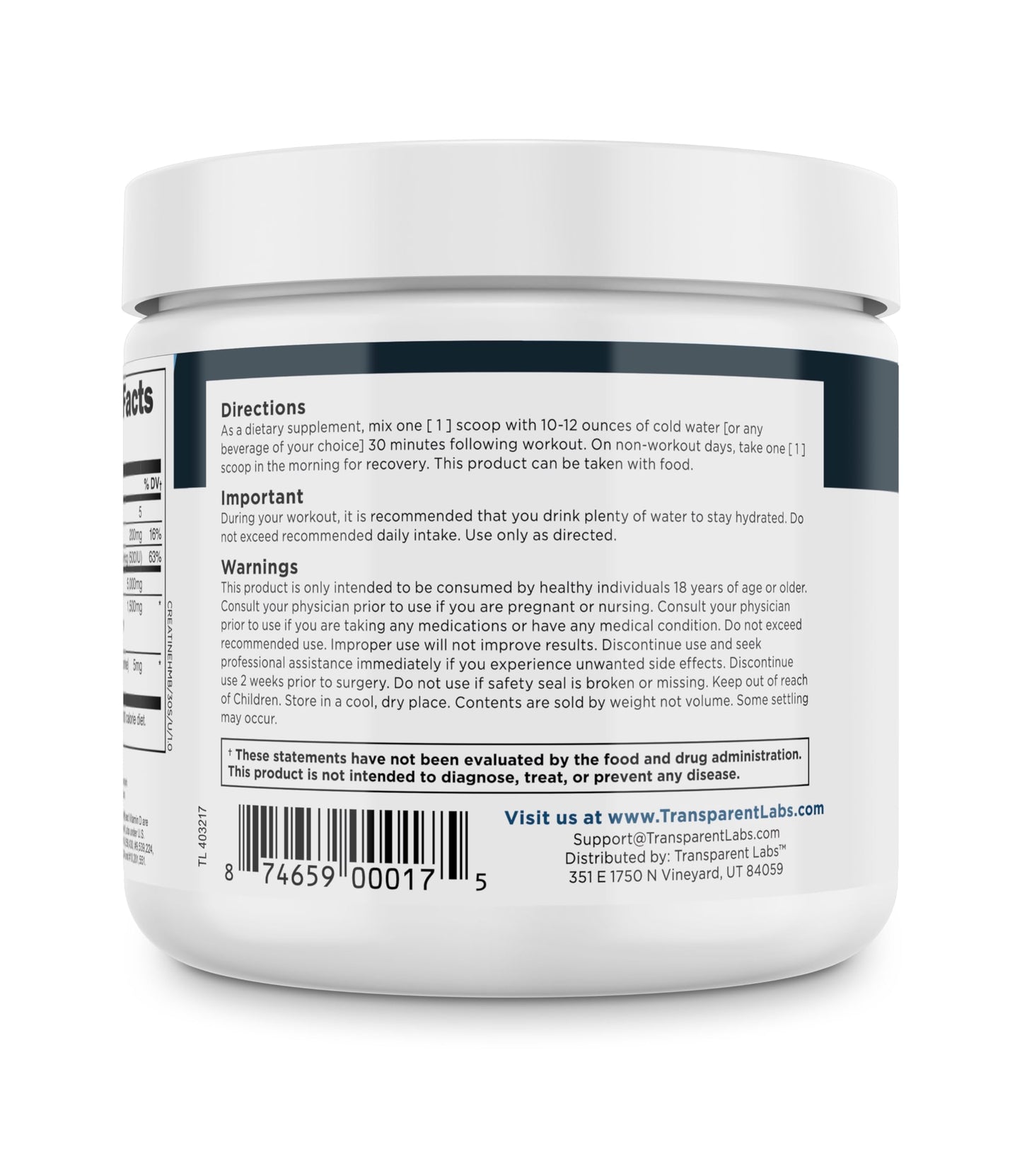 Transparent Labs Creatine HMB - Creatine Monohydrate with HMB | 30 Servings, Unflavored