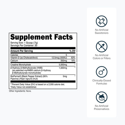 Transparent Labs Creatine HMB - Creatine Monohydrate with HMB | 30 Servings, Unflavored